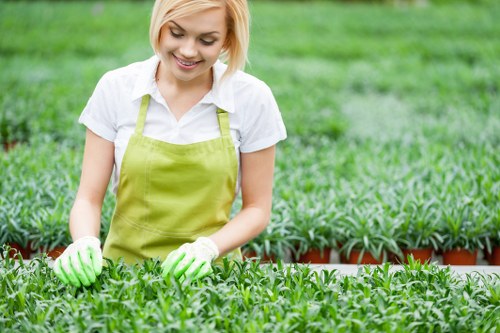 Satisfied homeowners with cleared garden